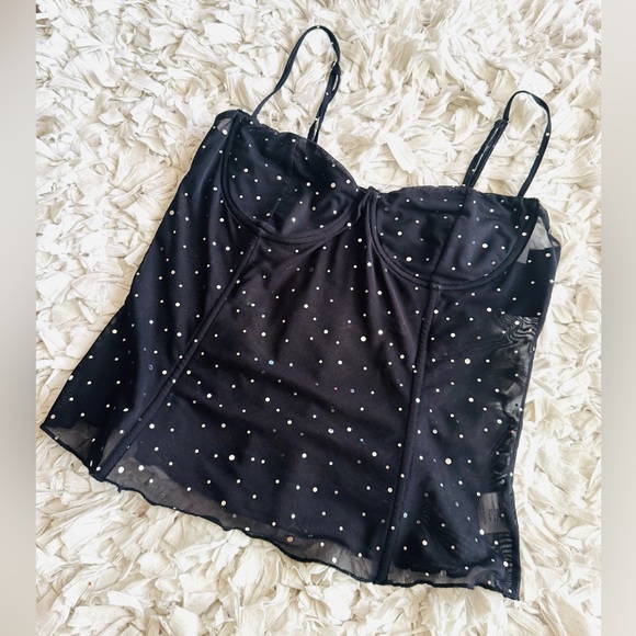 NWOT Princess Polly Mesh Sparkly Corset Top - Picture 6 of 11
